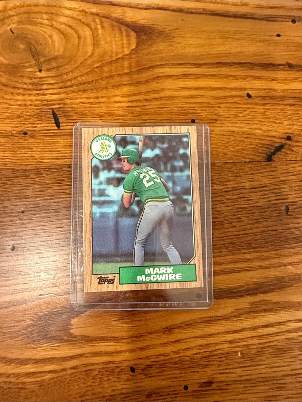 Topps Mark McGwire Baseball Card - Green, Wood-Grain